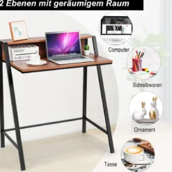 2-stöckig Schreibtisch Computertisch Arbeitstisch Bürotisch Büromöbel