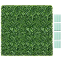 12 Stück Künstliche Hecke Pflanzenwand 50 x 50 cm Paneele mit Buchsbaum-Blättern Grün