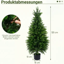 2 Stück Künstliche Zedernbäume 120 cm Kunstpflanze im Topf Realistische Dekopflanze mit PE-Stamm