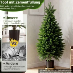 2 Stück Künstliche Zedernbäume 120 cm Kunstpflanze im Topf Realistische Dekopflanze mit PE-Stamm