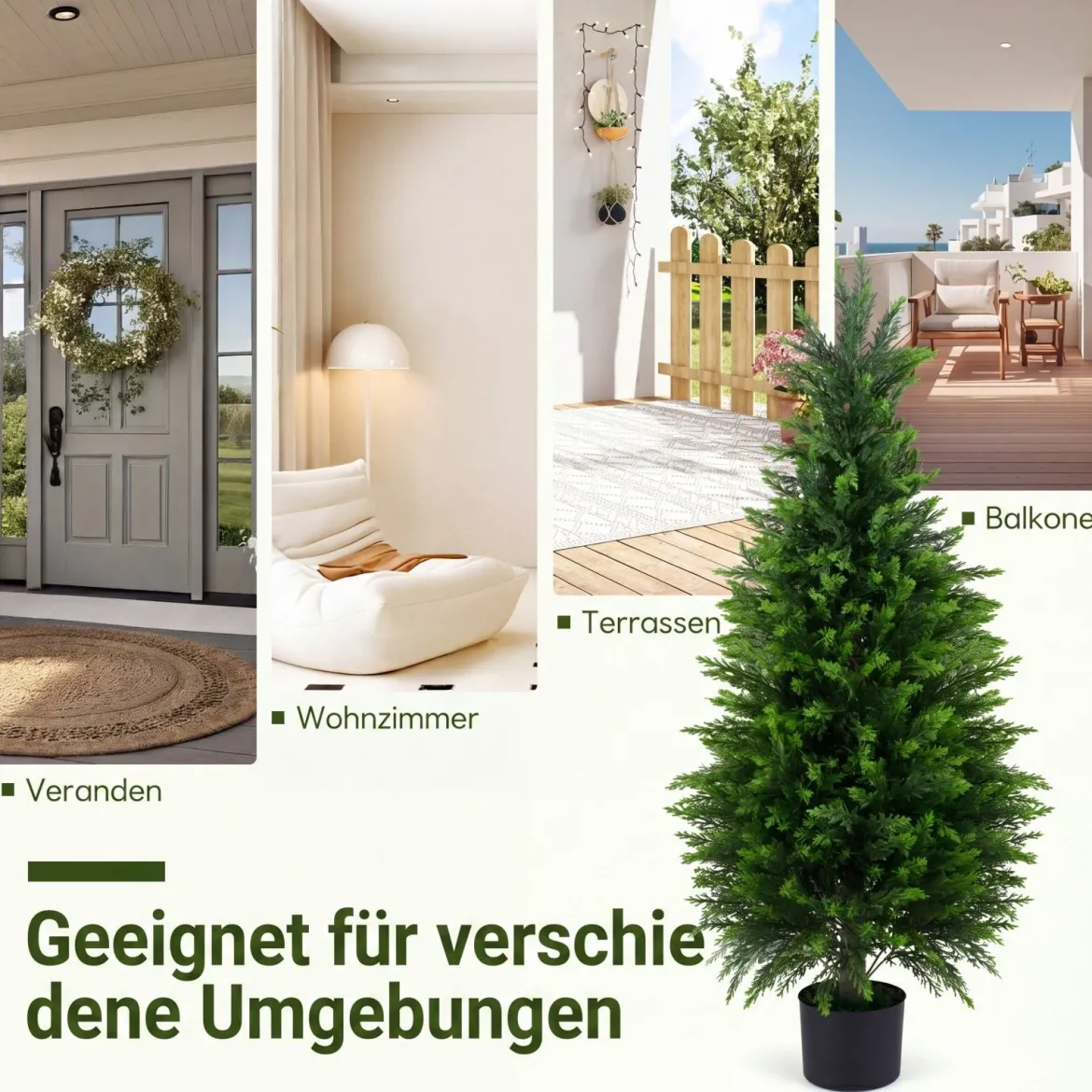 2 Stück Künstliche Zedernbäume 120 cm Kunstpflanze im Topf Realistische Dekopflanze mit PE-Stamm