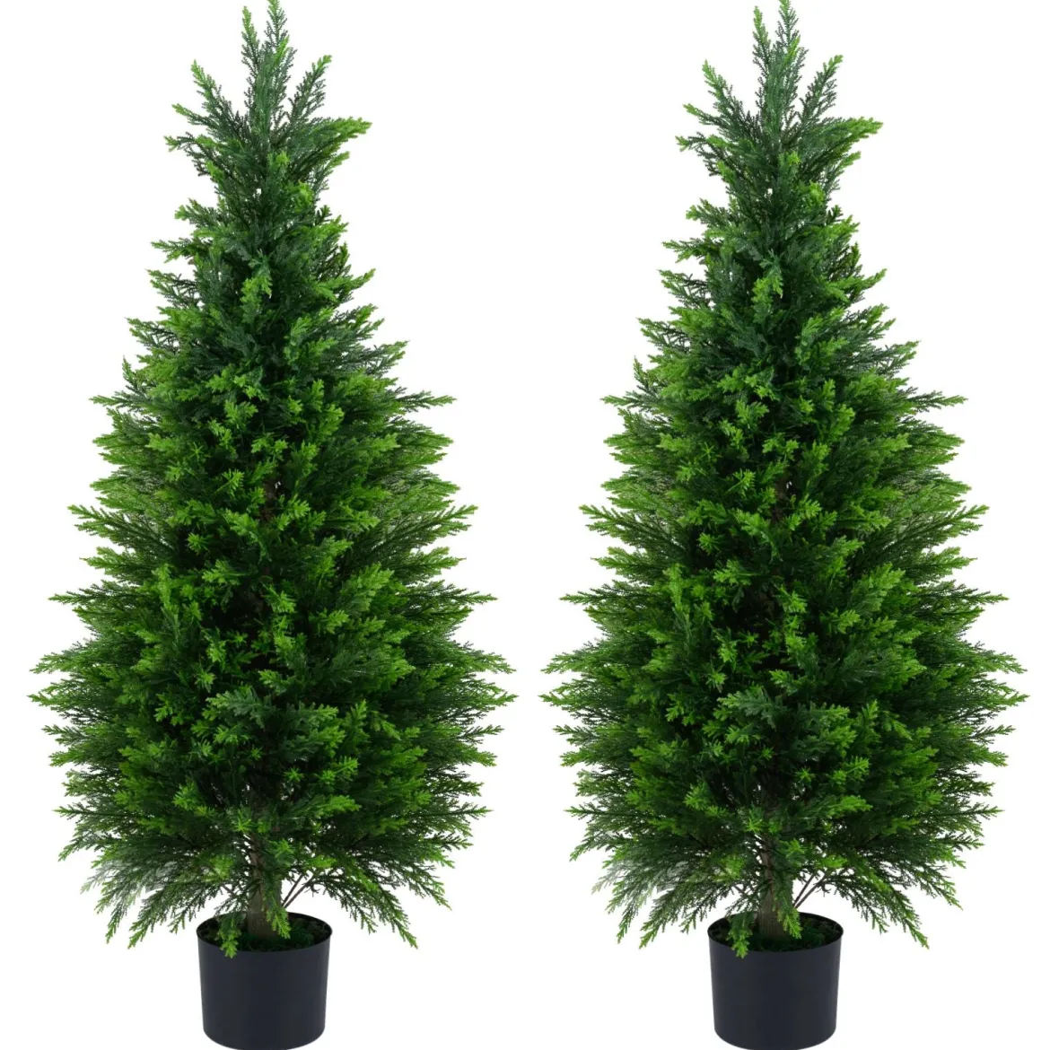 2 Stück Künstliche Zedernbäume 120 cm Kunstpflanze im Topf Realistische Dekopflanze mit PE-Stamm