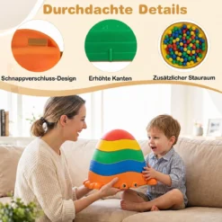5 Stück Rutschfeste Balanciersteine für Kinder ab 3 Jahren im Krabben-Design Mehrfarbig