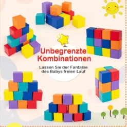 12 Stück Schaumstoff Bausteine Softbausteine Kletterbare Weiche Schaumstoffwürfel Bunt