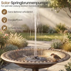 Stehend Vogeltränke Vogelfutterstation mit Solarbrunnen Retro FutterstationVogelfutterspender Bronze