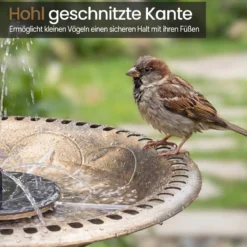 Stehend Vogeltränke Vogelfutterstation mit Solarbrunnen Retro FutterstationVogelfutterspender Bronze