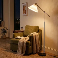 Stehlampe höhenverstellbar Standleuchte mit Einstellbarem Winkel 157 cm Golden