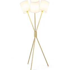 Stehlampe mit 3 Stofflampenschirmen Moderne Standleuchte Dekorative Stehleuchte mit Metallrahmen