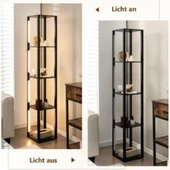 Stehlampe Modernes Beleuchtetes Ablageregal 29 x 29 x 163 cm Schwarz