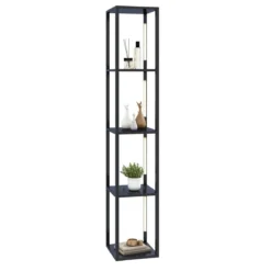 Stehlampe Modernes Beleuchtetes Ablageregal 29 x 29 x 163 cm Schwarz