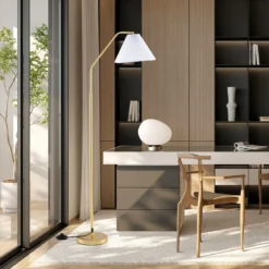 Stehleuchte Wohnzimmer 168cm E27 Fassung Bogenlampe mit verstellbarem Lampenkopf gold