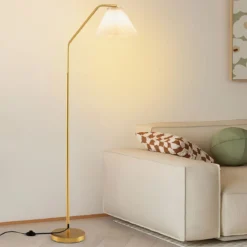 Stehleuchte Wohnzimmer 168cm E27 Fassung Bogenlampe mit verstellbarem Lampenkopf gold