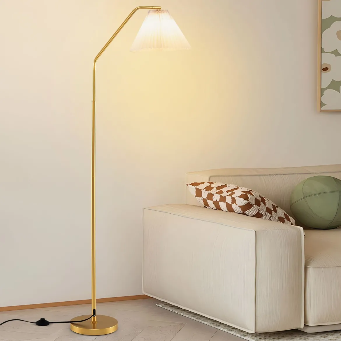 Stehleuchte Wohnzimmer 168cm E27 Fassung Bogenlampe mit verstellbarem Lampenkopf gold