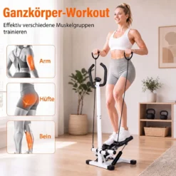 Stepper mit Lenker 2 Widerstandsbändern & Rutschfeste Standfläche 40 x 33 x 117 cm