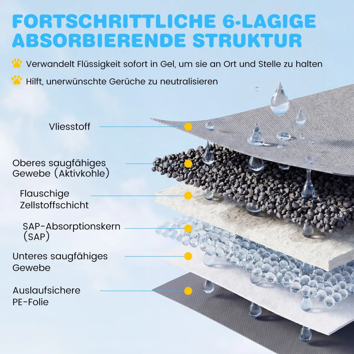 150 STK Welpen Unterlagen Aktivkohle 6-lagige PIPI Matten für Hunde schnell trocknend 60 x 60 cm