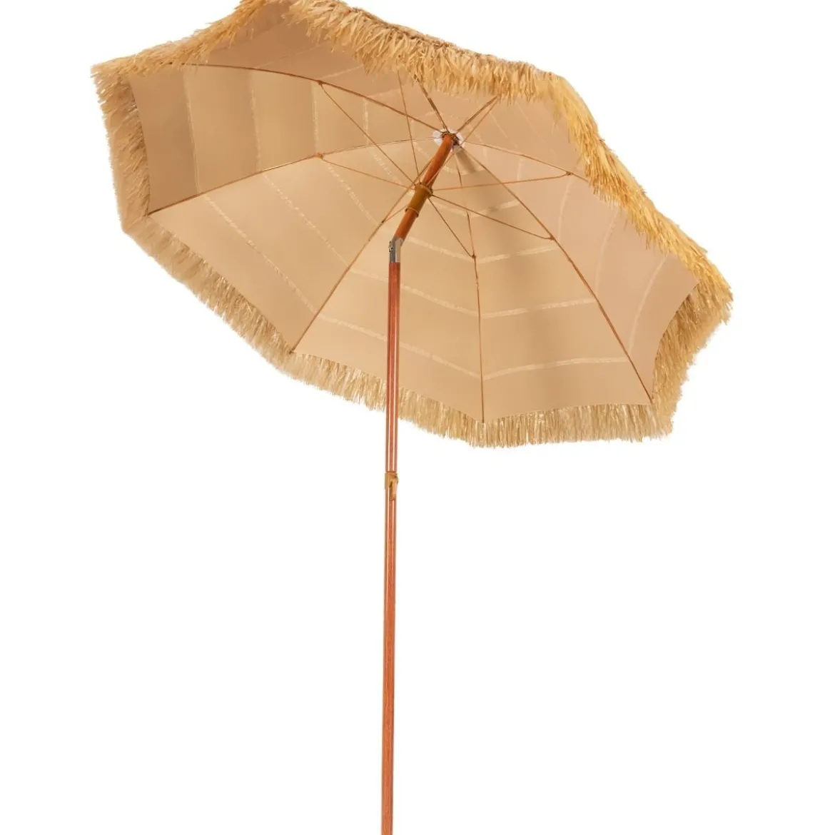 Strandschirm 175 cm Sonnenschirm Reisstroh Strandschirm Weiß + Beige