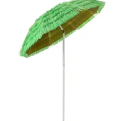 Strandschirm 175 cm Sonnenschirm Reisstroh Grün