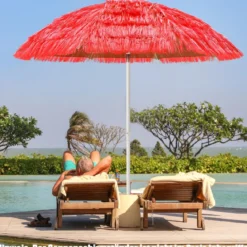 Strandschirm 175 cm Strandschirm Gartenschirm Neigbar Rot