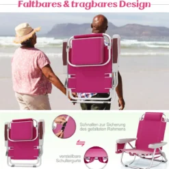 Strandstühle 1/2 x Strandstuhl klappbare Campingstühle mit Verstellbarer Rückenlehne