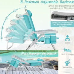 Strandstühle 1/2 x Strandstuhl klappbare Campingstühle mit Verstellbarer Rückenlehne