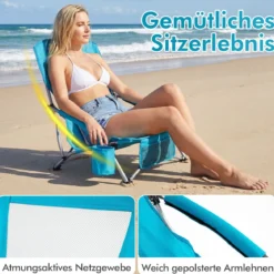 Strandstuhl Klappbar Campingstuhl mit Atmungsaktivem Netzgewebe Klappstuhl Blau