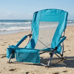Strandstuhl Klappbar Campingstuhl mit Atmungsaktivem Netzgewebe Klappstuhl Blau