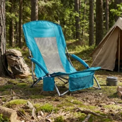 Strandstuhl Klappbar Campingstuhl mit Atmungsaktivem Netzgewebe Klappstuhl Blau