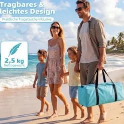 Strandzelt mit Vordach Strandmuschel UV-Schutz 50+ mit Reißverschlusstüren & Netzfenstern Blau