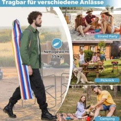 Strandzelt 2 x 2 m Sonnenzelt aufklappbar mit Sandsäcken & Tragetasche Sonnenschutz Windschutz Strandmuschel