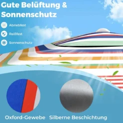 Strandzelt 2 x 2 m Sonnenzelt aufklappbar mit Sandsäcken & Tragetasche Sonnenschutz Windschutz Strandmuschel