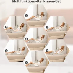 Stützkissen 6-Teiliges Orthopädisches Keilkissen-Set für Nacken 110 x 61 x 44 cm Grau