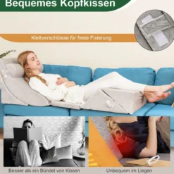 Stützkissen 6-Teiliges Orthopädisches Keilkissen-Set für Nacken 110 x 61 x 44 cm Grau
