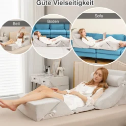 Stützkissen 6-Teiliges Orthopädisches Keilkissen-Set für Nacken 110 x 61 x 44 cm Grau