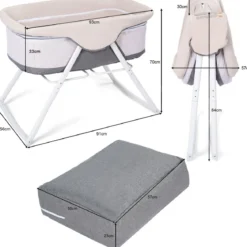Stubenwagen Beistellbett Baby Babywiege Reisebett mit Transporttasche und Matratze klappbar