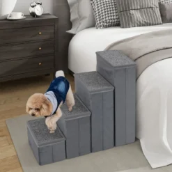 4-Stufen Hundetreppe Rutschfeste Faltbare Hunderrampe Tragbare Haustier Kletterleiter