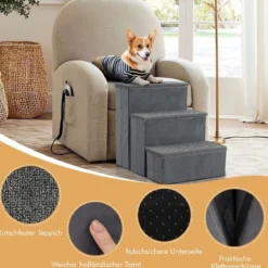 3-Stufen Hundetreppe Rutschfeste Faltbare Hunderrampe Tragbare Haustier Kletterleiter
