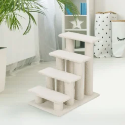 4 Stufen Tiertreppe für Katze & Hunde bis 25 kg Katzentreppe Hundetreppe Treppe Beige