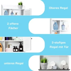 4-stufiger Badezimmer-Über-Toiletten-Schrank Freistehendes Toilettenregal