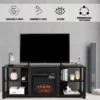 2-stufiger Kamin-TV-Ständer für Fernseher bis zu 65" und Elektrokamin bis zu 18" (Nicht inklusive) 150 x 40 x 58 cm Schwarz