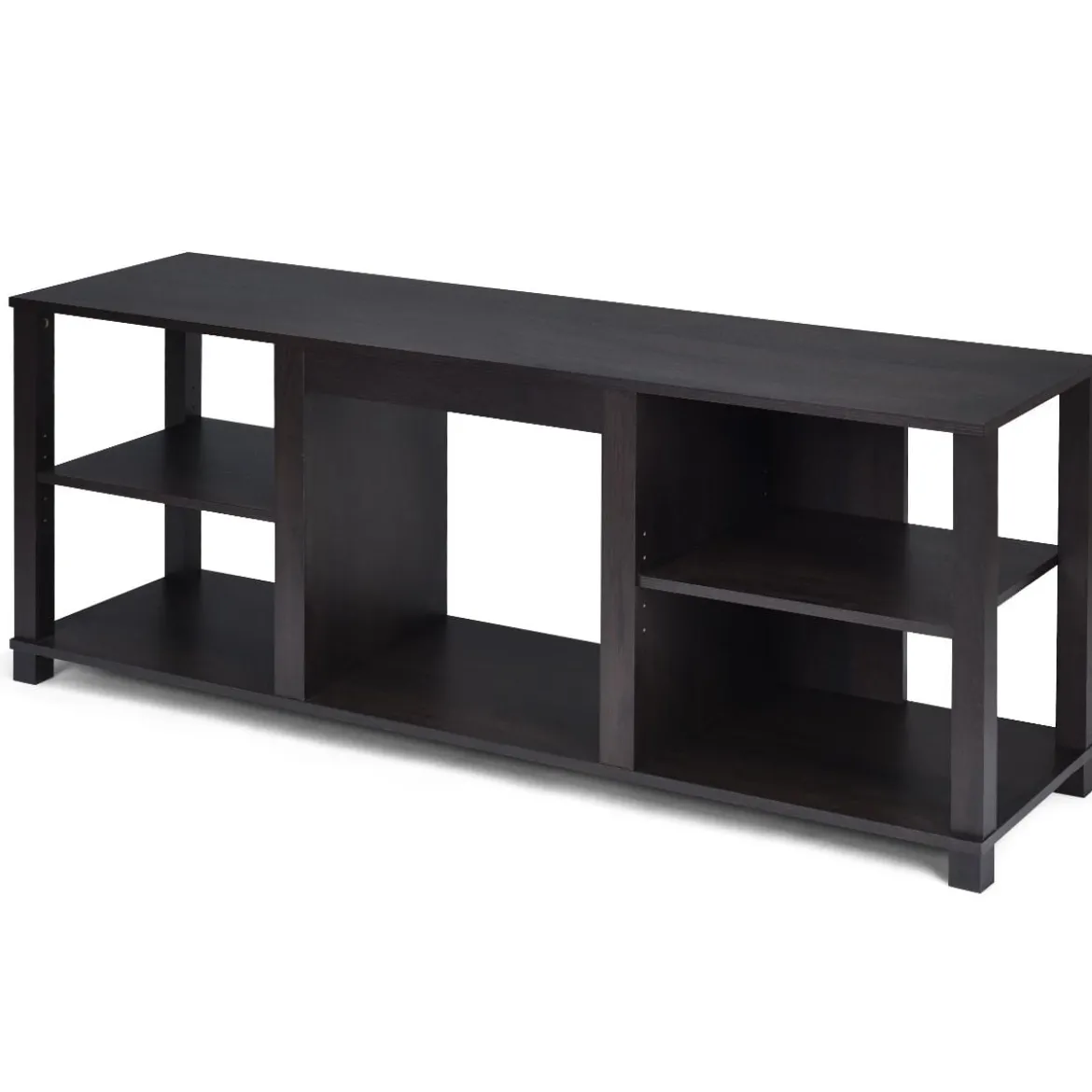 2-stufiger Kamin-TV-Ständer für Fernseher bis zu 65" und Elektrokamin bis zu 18" (Nicht inklusive) 150 x 40 x 58 cm Schwarz