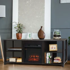 2-stufiger Kamin-TV-Ständer für Fernseher bis zu 65