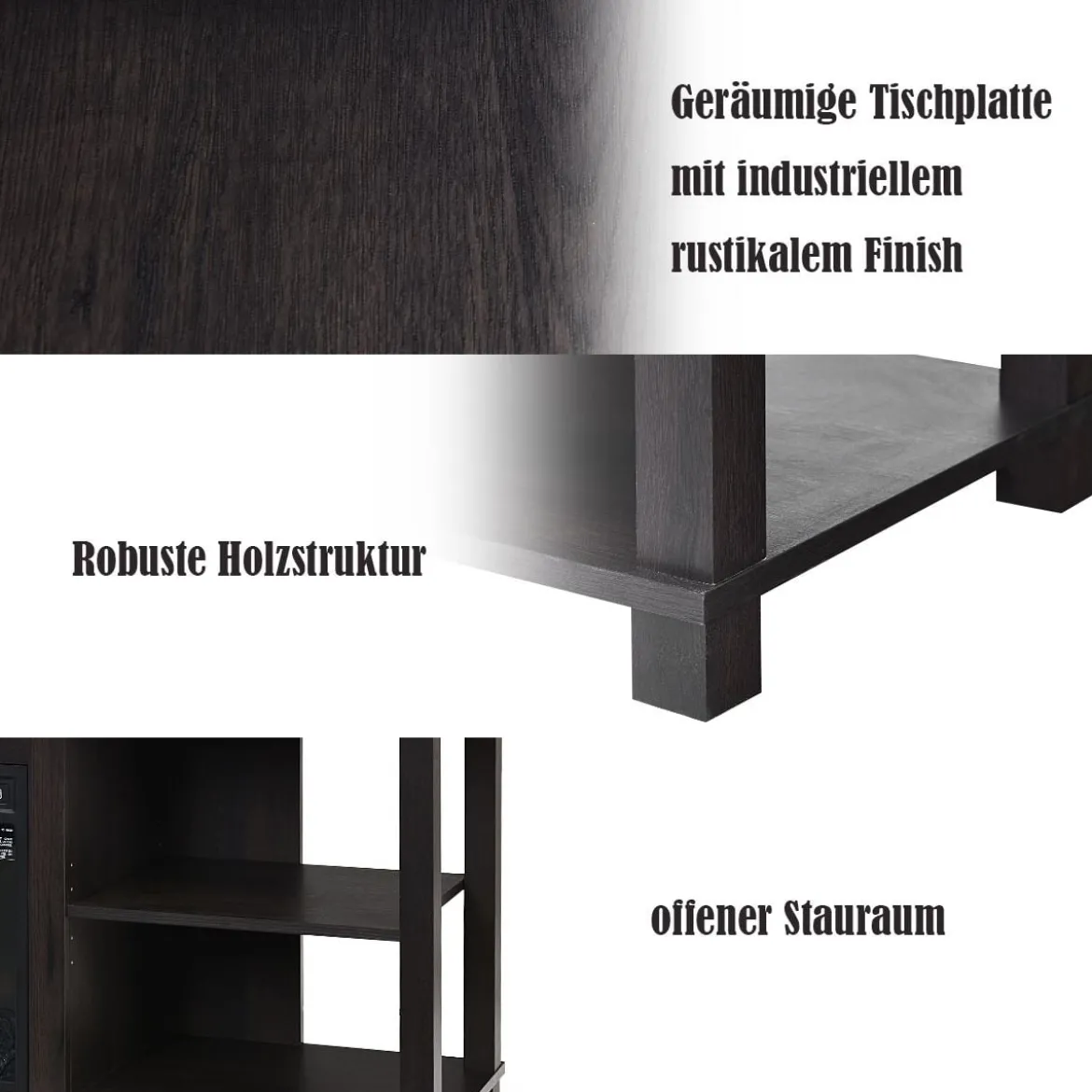 2-stufiger Kamin-TV-Ständer für Fernseher bis zu 65" und Elektrokamin bis zu 18" (Nicht inklusive) 150 x 40 x 58 cm Schwarz