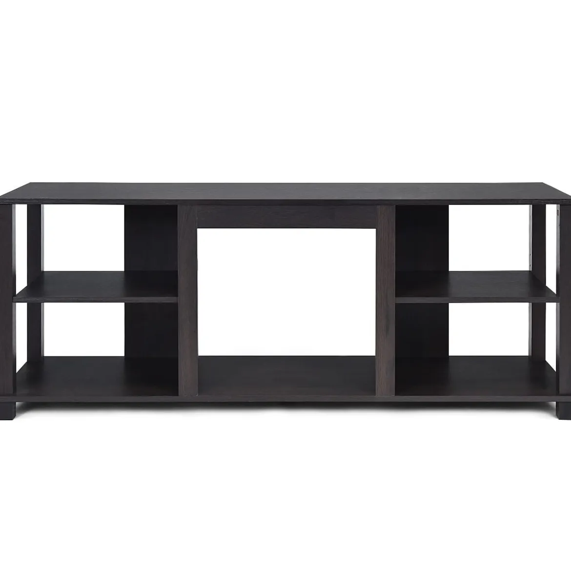 2-stufiger Kamin-TV-Ständer für Fernseher bis zu 65" und Elektrokamin bis zu 18" (Nicht inklusive) 150 x 40 x 58 cm Schwarz
