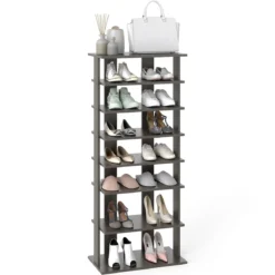 8 Stufiger Schuhständer Höhenverstellbares Schuhregal Platzsparender Schuh Organizer Grau