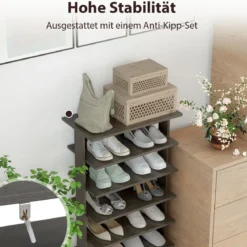 8 Stufiger Schuhständer Höhenverstellbares Schuhregal Platzsparender Schuh Organizer Grau