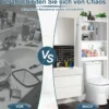 4-stufiges Badezimmerregal über der Toilette mit 4 Offenen Regalen & 1 Tür Moderner Badschrank Weiß