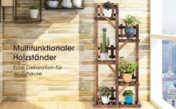 5-stufiges hölzernes Pflanzenregal Blumenständer Holzregal Pflanzenständer für Innen und Außen aus Tannenholz braun 60 x 25 x 130,5 cm