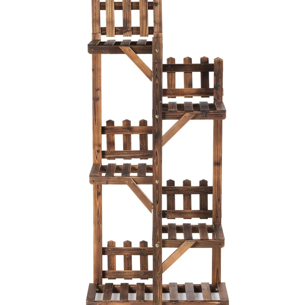 5-stufiges hölzernes Pflanzenregal Blumenständer Holzregal Pflanzenständer für Innen und Außen aus Tannenholz braun 60 x 25 x 130,5 cm