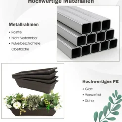 4-stufiges Hochbeet mit 4 Behälterboxen & Drainagelöchern Pflanzenbeet Vertikalbeet