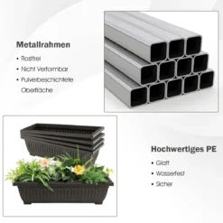 4-stufiges Hochbeet Pflanzenbeet mit 4 Behälterboxen & Drainagelöchern Vertikalbeet